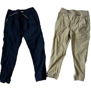 GAP Kids Boys SMALL Easy Pull On Drawstring Everyday Joggers Navy & Khaki